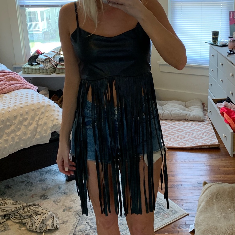 Faux leather top